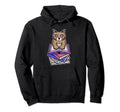 Cat Reading Books Coffee Relaxing Hoodie - Trendy Graphic Unisex - T-Shirt, Sweatshirt, Hoodie