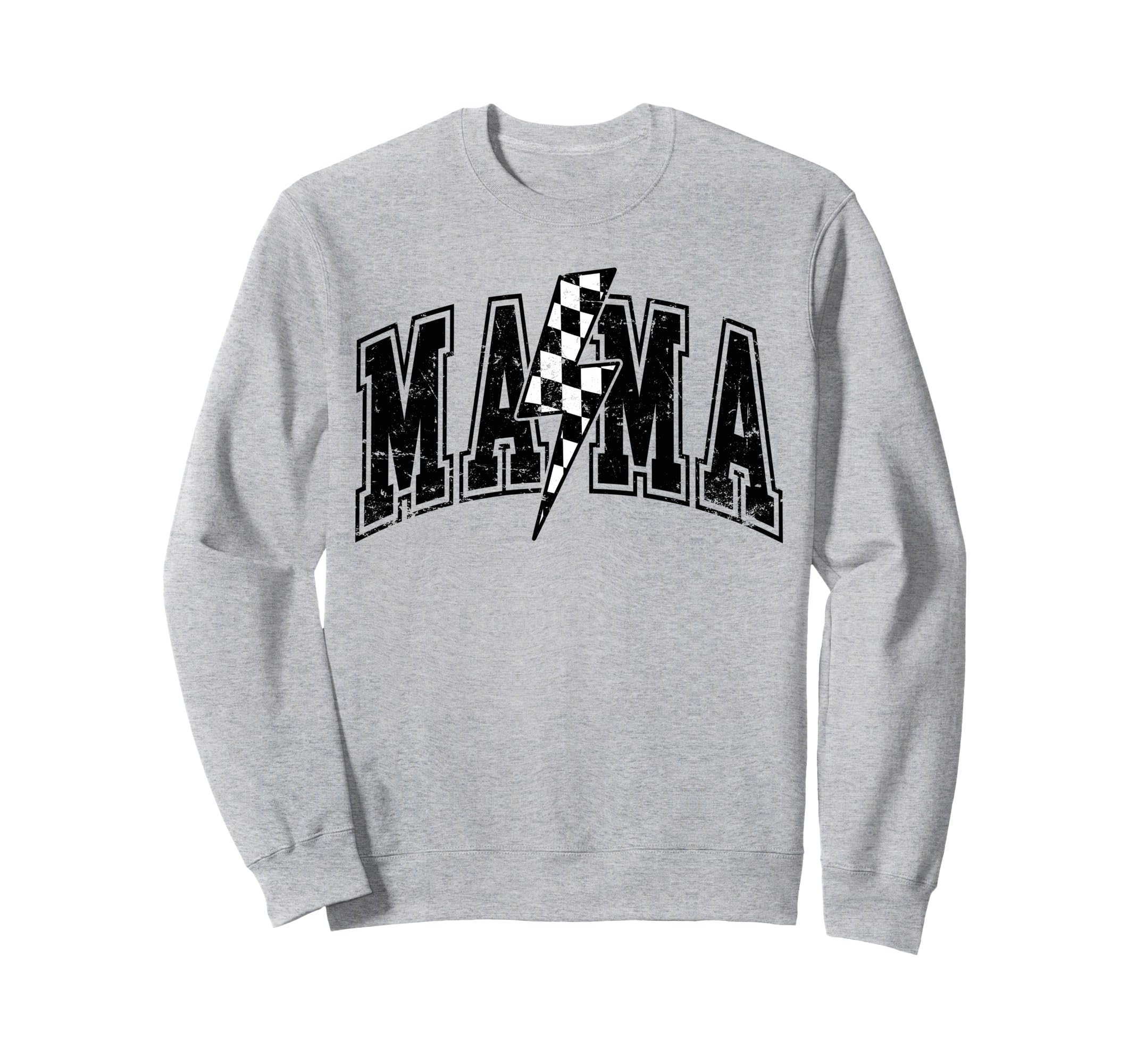 Mama Lightning Bolt Checkered Varsity Sweatshirt - Unique Graphic Unisex - T-Shirt, Sweatshirt, Hoodie
