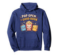 Pop Open Good Book School Librarian Popcorn Hoodie - Graphic Print Unisex - T-Shirt, Sweatshirt, Hoodie