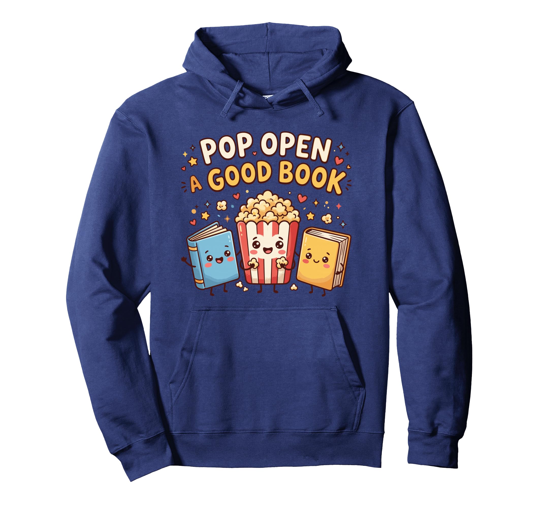 Pop Open Good Book School Librarian Popcorn Hoodie - Graphic Print Unisex - T-Shirt, Sweatshirt, Hoodie