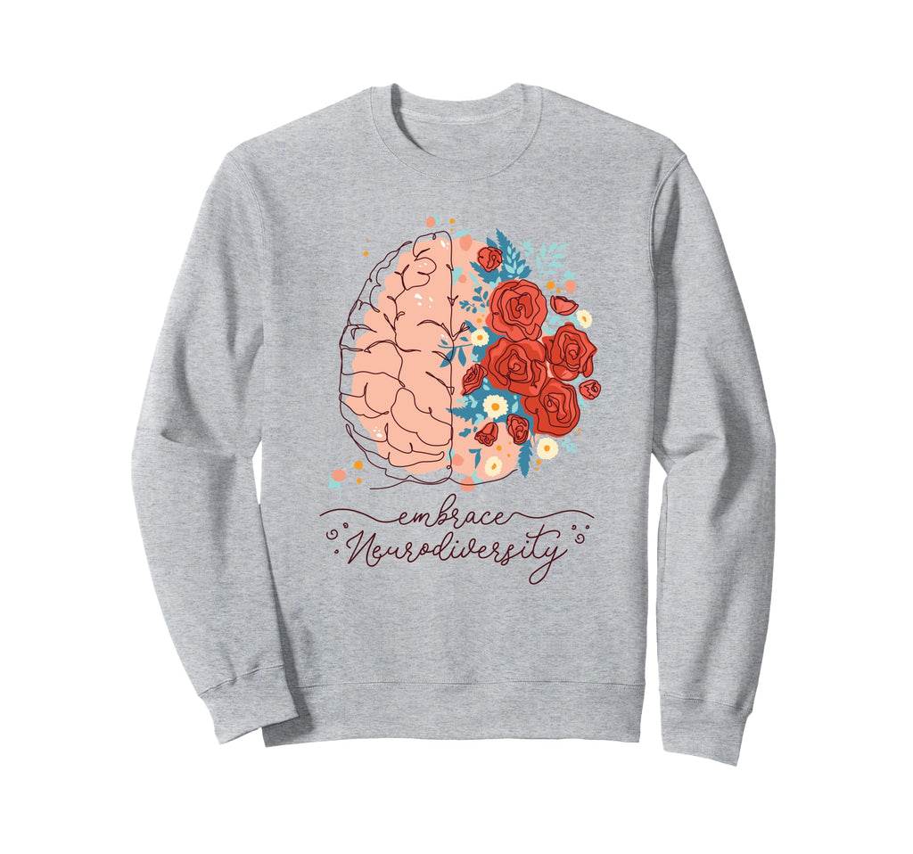 Neurodiversity Floral Brain Autism Sweatshirt - Minimalist Print Unisex - T-Shirt, Sweatshirt, Hoodie