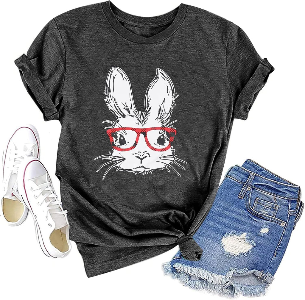 Easter Shirts for Women Bunny Shirts Cute Rabbit Graphic Tee Christian T-Shirt Faith Tee Summer Short Sleeve Shirts - T-Shirt, Sweatshirt, Hoodie