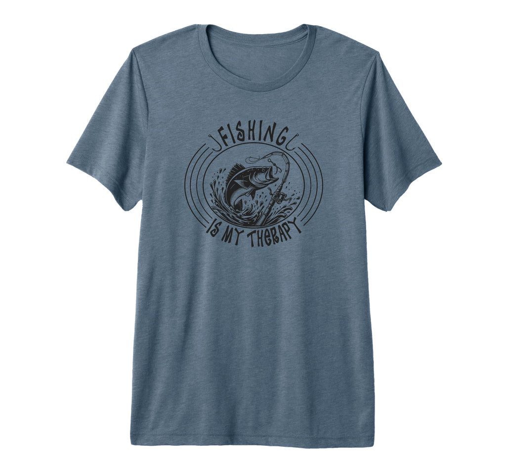 Fishing Is My Therapy Funny Sayings T-Shirt - Custom Art Print Unisex - T-Shirt, Sweatshirt, Hoodie
