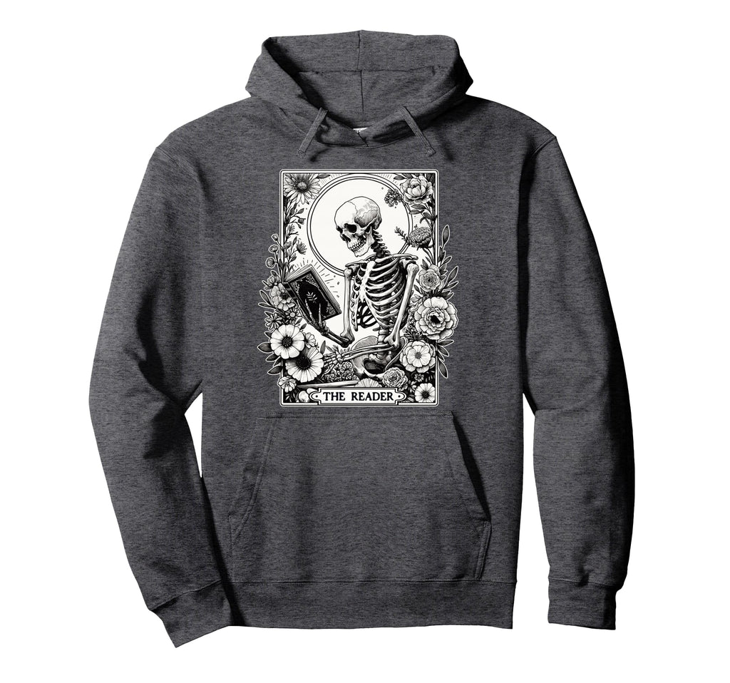Skeleton Reading Book Reader Tarot Hoodie - Streetwear Style for Adults - T-Shirt, Sweatshirt, Hoodie