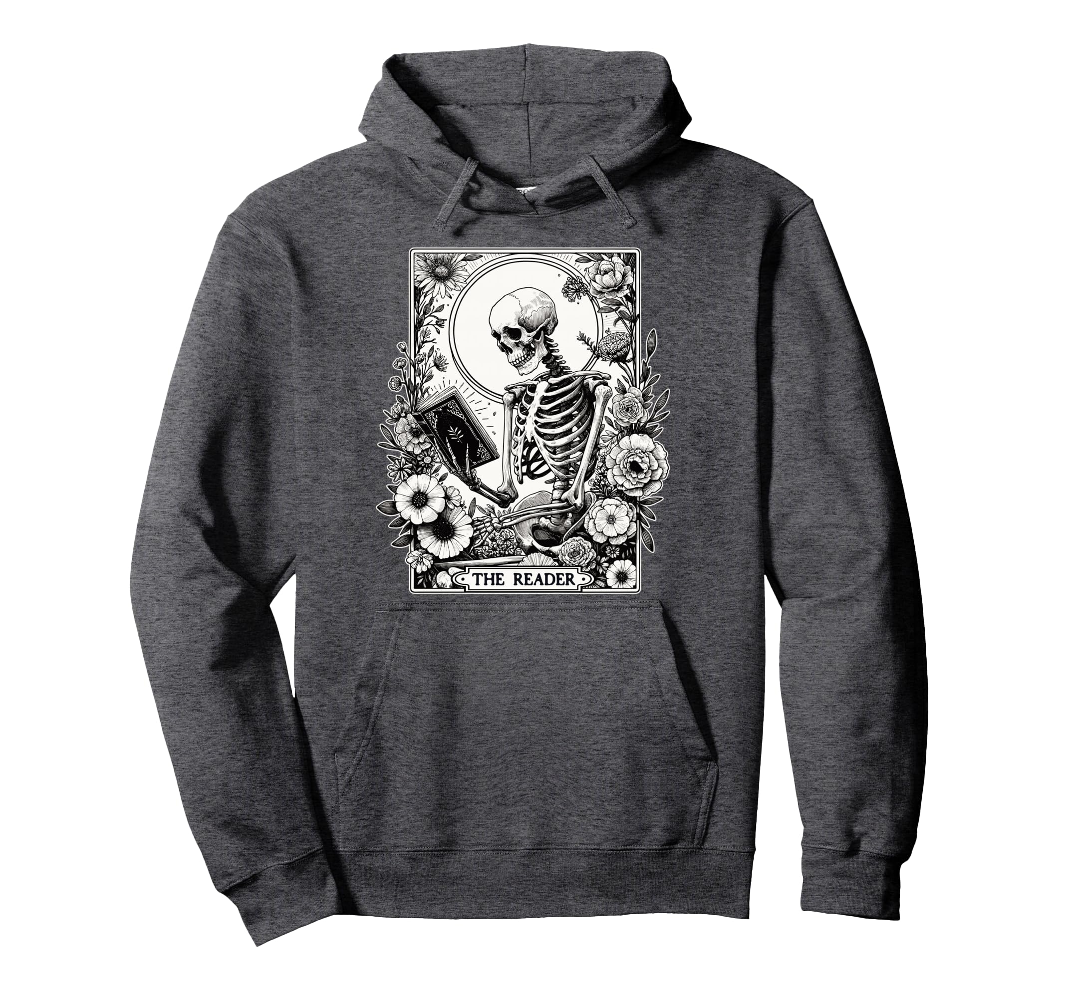 Skeleton Reading Book Reader Tarot Hoodie - Streetwear Style for Adults - T-Shirt, Sweatshirt, Hoodie