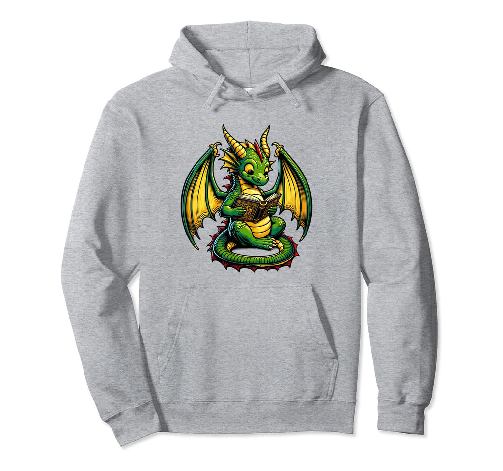 Dragon Reading Book Bookworm Books Hoodie - Custom Art Print Men Women - T-Shirt, Sweatshirt, Hoodie
