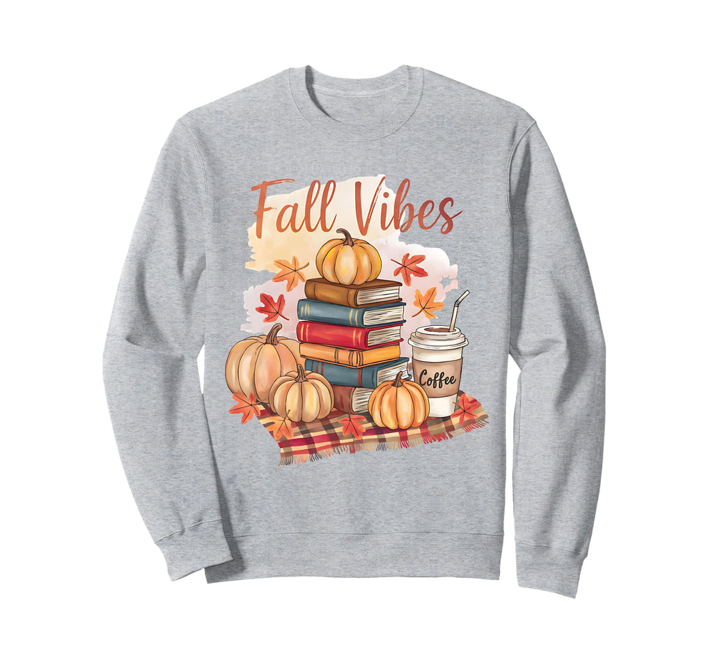 Books Coffee Fall Leaves And Sweatshirt - Aesthetic Graphic for Adults - T-Shirt, Sweatshirt, Hoodie