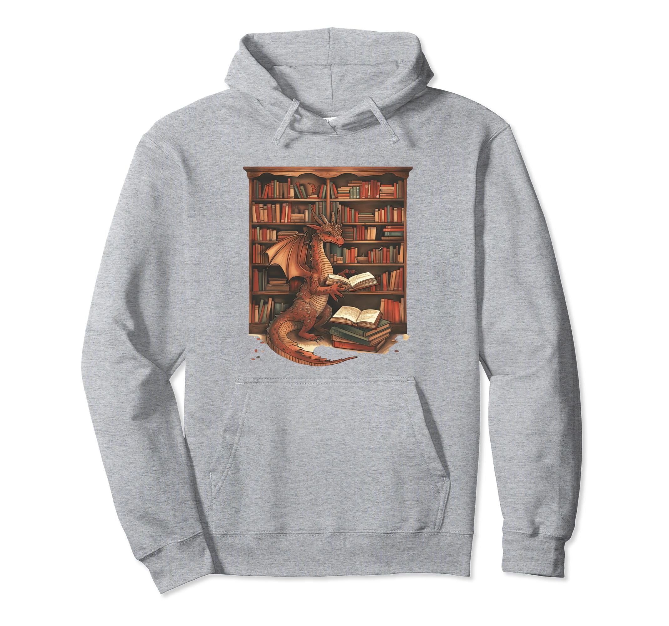 Fantasy Dragon Reading Books Hoodie - Casual Everyday Wear for Adults - T-Shirt, Sweatshirt, Hoodie