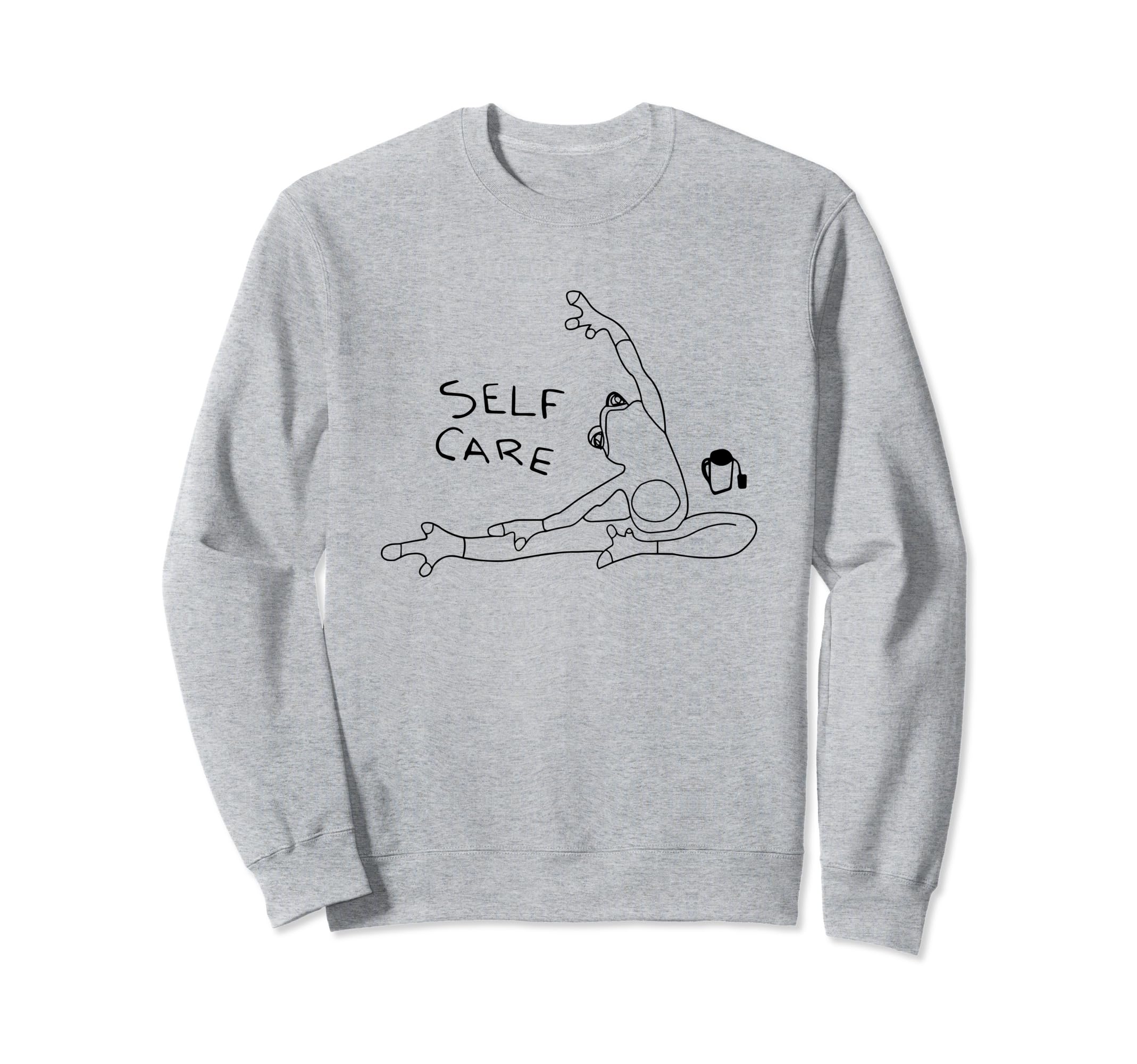 Self Care Frog Drinking Tea Sweatshirt - Casual Everyday Wear Men Women - T-Shirt, Sweatshirt, Hoodie