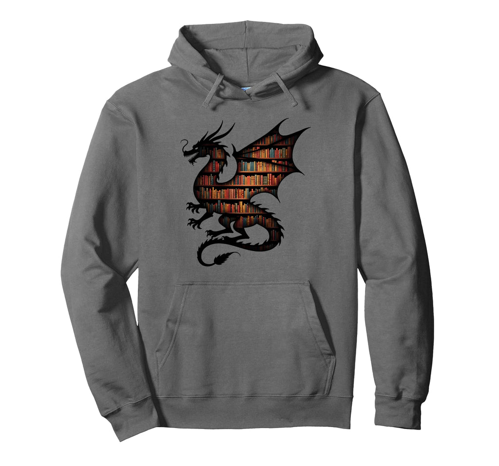 Book Lover Bookworm Reading Books Dragon Hoodie - Minimalist Print Unisex - T-Shirt, Sweatshirt, Hoodie