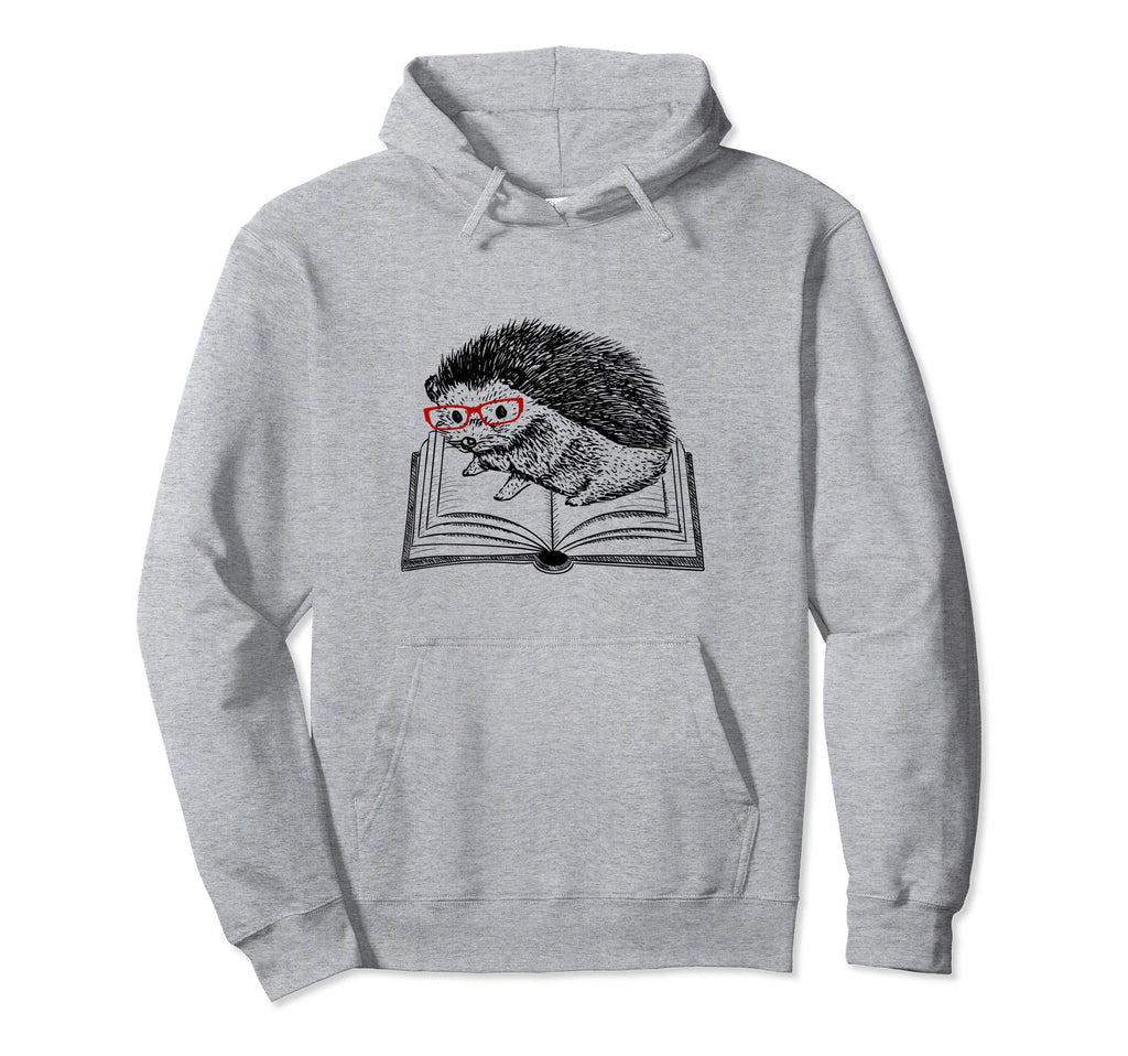 Hedgehog Book Nerd Funny Readers Gift Hoodie - Custom Art Print Men Women - T-Shirt, Sweatshirt, Hoodie