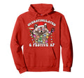 Overstimulated Festive Af Wine Raccoon Hoodie - Custom Art Print Unisex - T-Shirt, Sweatshirt, Hoodie