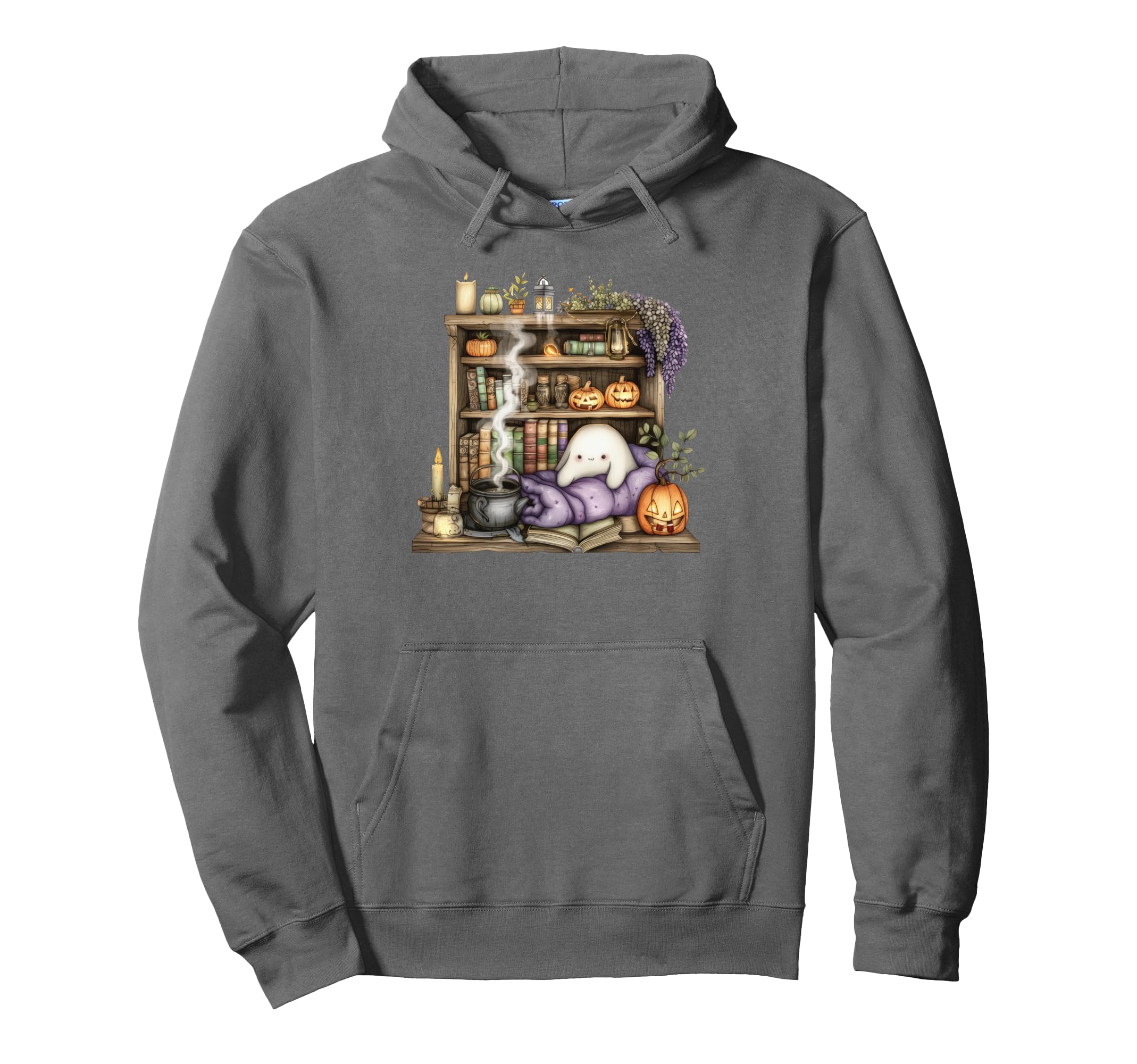Halloween Bookshelf Hoodie - Casual Everyday Wear Men Women - T-Shirt, Sweatshirt, Hoodie