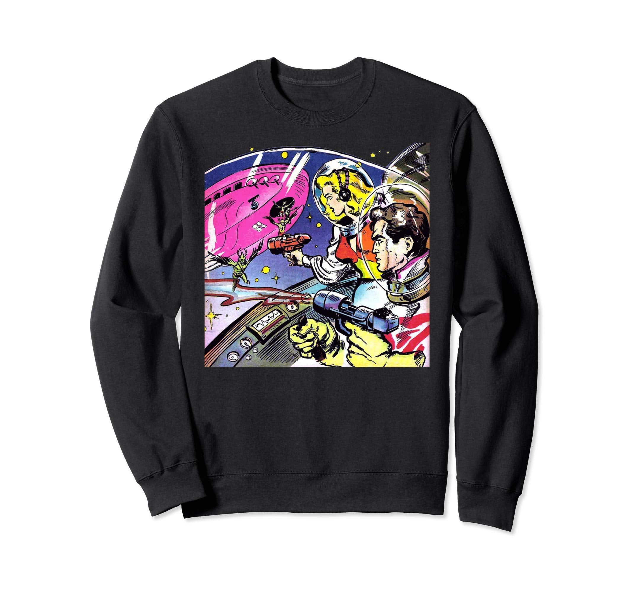 Space Aliens Attacking Sexy Blonde Sweatshirt - Trendy Graphic for Adults - T-Shirt, Sweatshirt, Hoodie