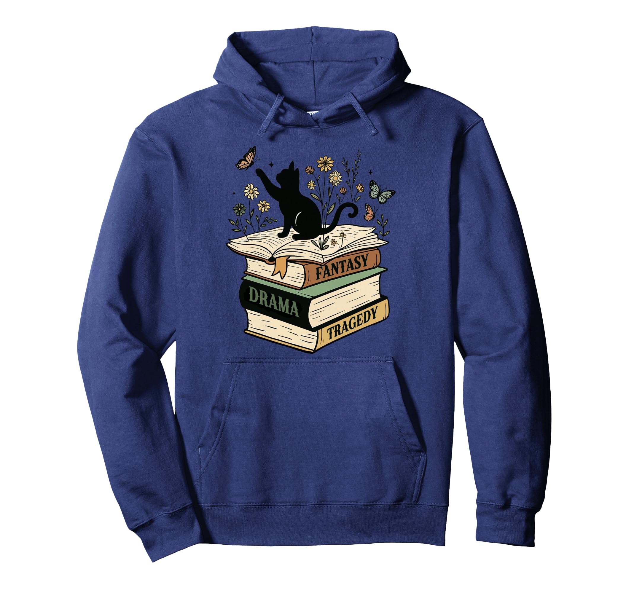 Fantasy Drama Tragedy Cat Book Lover Hoodie - Novelty Apparel for Adults - T-Shirt, Sweatshirt, Hoodie