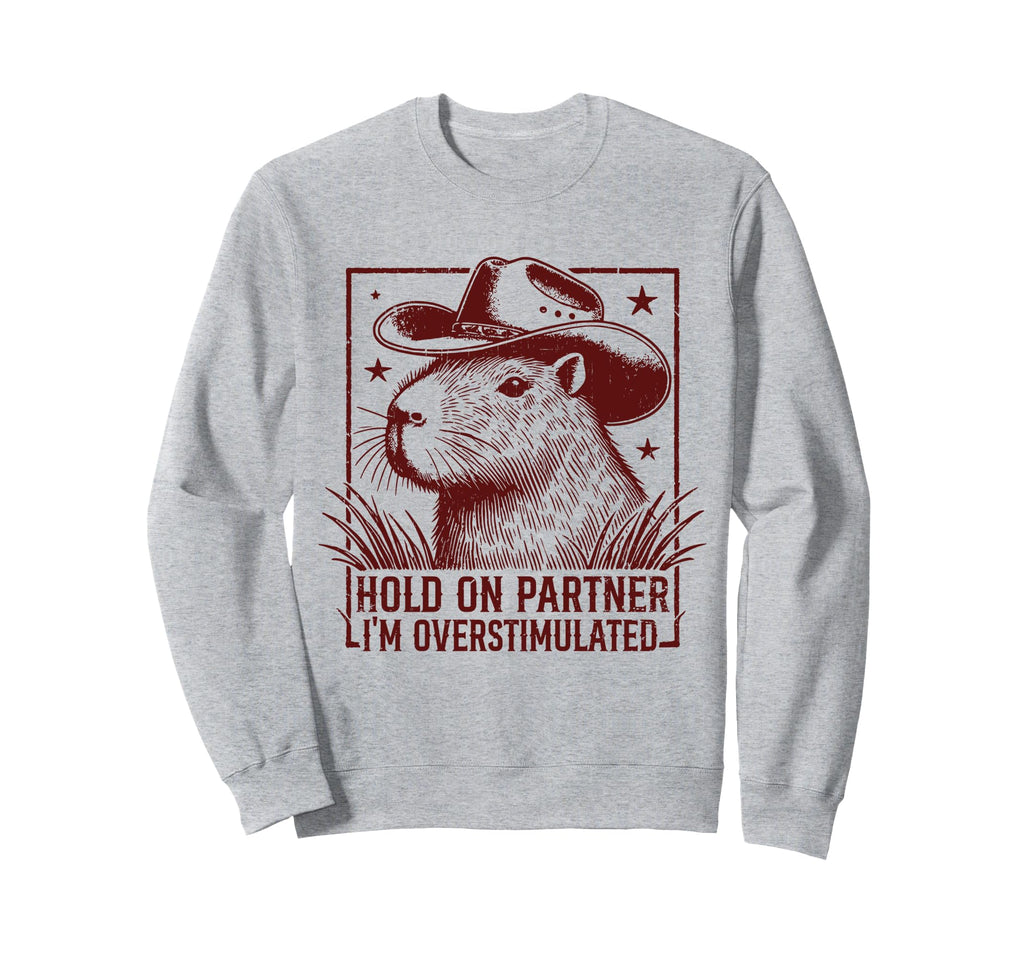 Funny Cowboy Capybara Hold Partner Sweatshirt - Novelty Apparel Men Women - T-Shirt, Sweatshirt, Hoodie