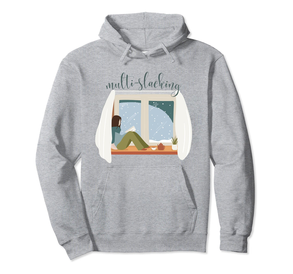 Multi Slacking Relaxing Self Care Reading Hoodie - Novelty Apparel Unisex - T-Shirt, Sweatshirt, Hoodie