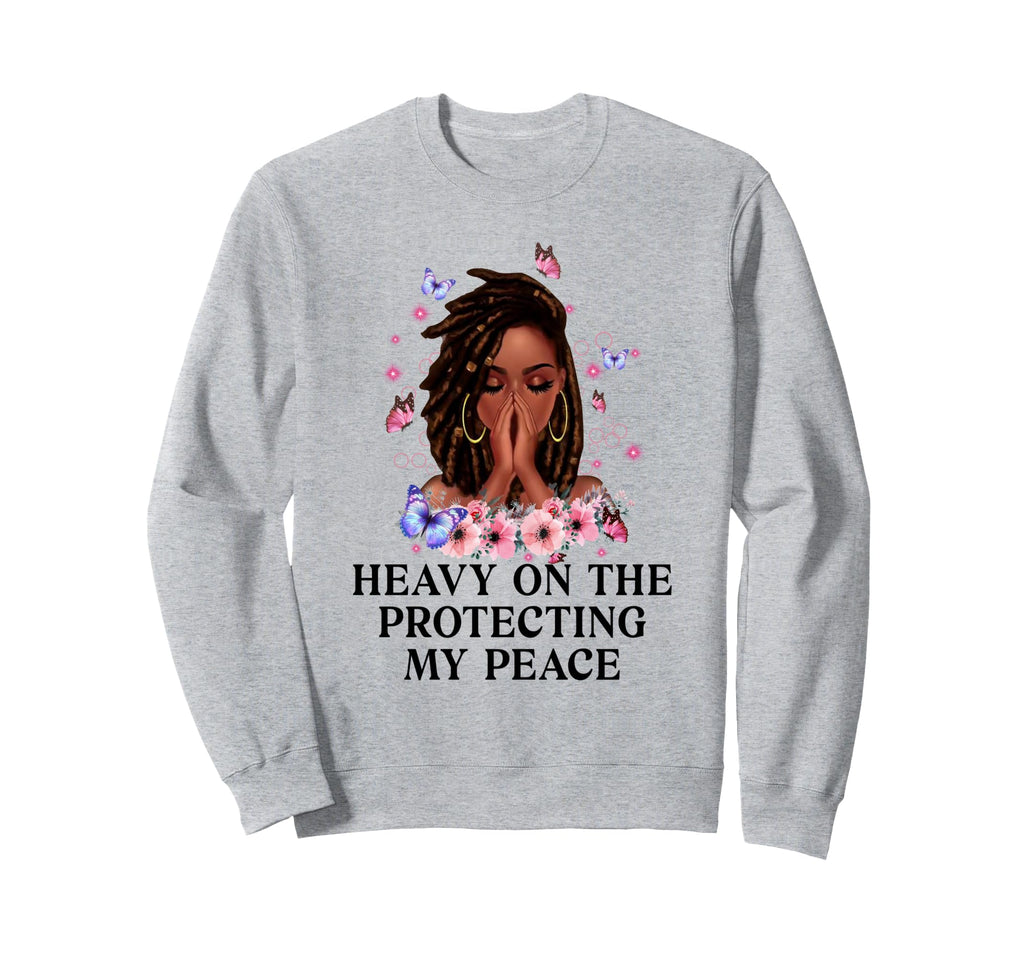 Heavy Protecting My Peace Afro Black Sweatshirt - Custom Art Print Unisex - T-Shirt, Sweatshirt, Hoodie