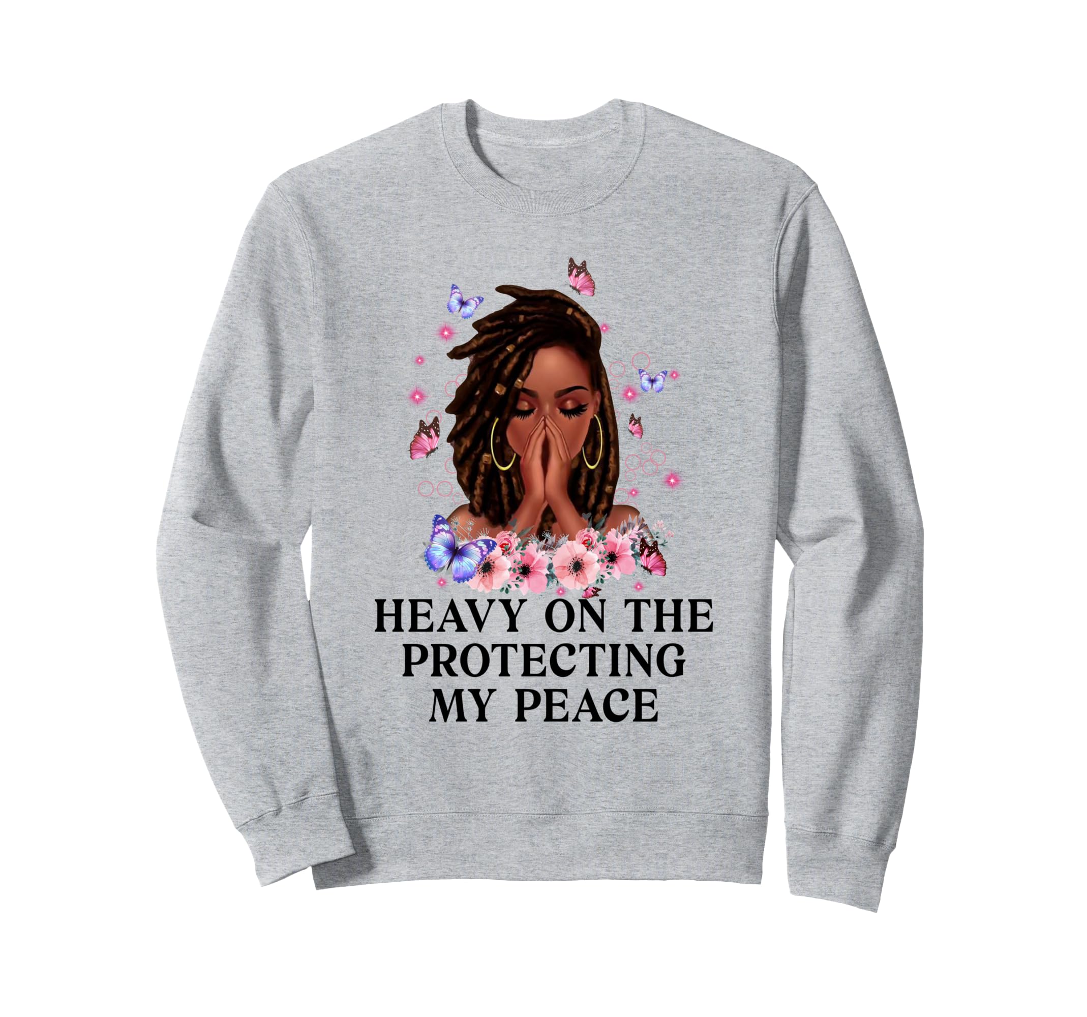 Heavy Protecting My Peace Afro Black Sweatshirt - Custom Art Print Unisex - T-Shirt, Sweatshirt, Hoodie