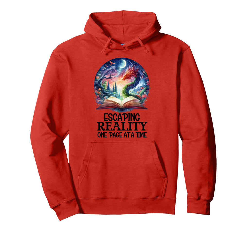 Book Dragon Reading Escaping Hoodie - Casual Everyday Wear Men Women - T-Shirt, Sweatshirt, Hoodie