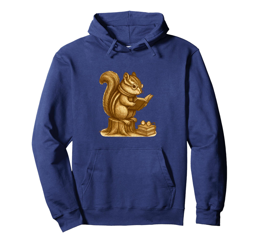 Chipmunk Reading Book Hoodie - Fun Novelty Design Unisex - T-Shirt, Sweatshirt, Hoodie