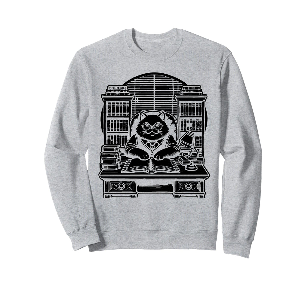 Cat Librarian Library Book Reading Sweatshirt - Trendy Graphic Men Women - T-Shirt, Sweatshirt, Hoodie