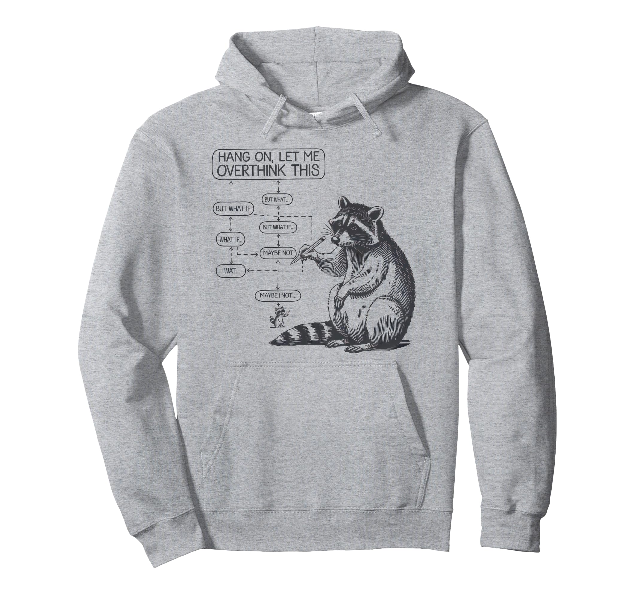 Hang Let Me Overthink This Raccoon Funny Hoodie - Trendy Graphic Unisex - T-Shirt, Sweatshirt, Hoodie