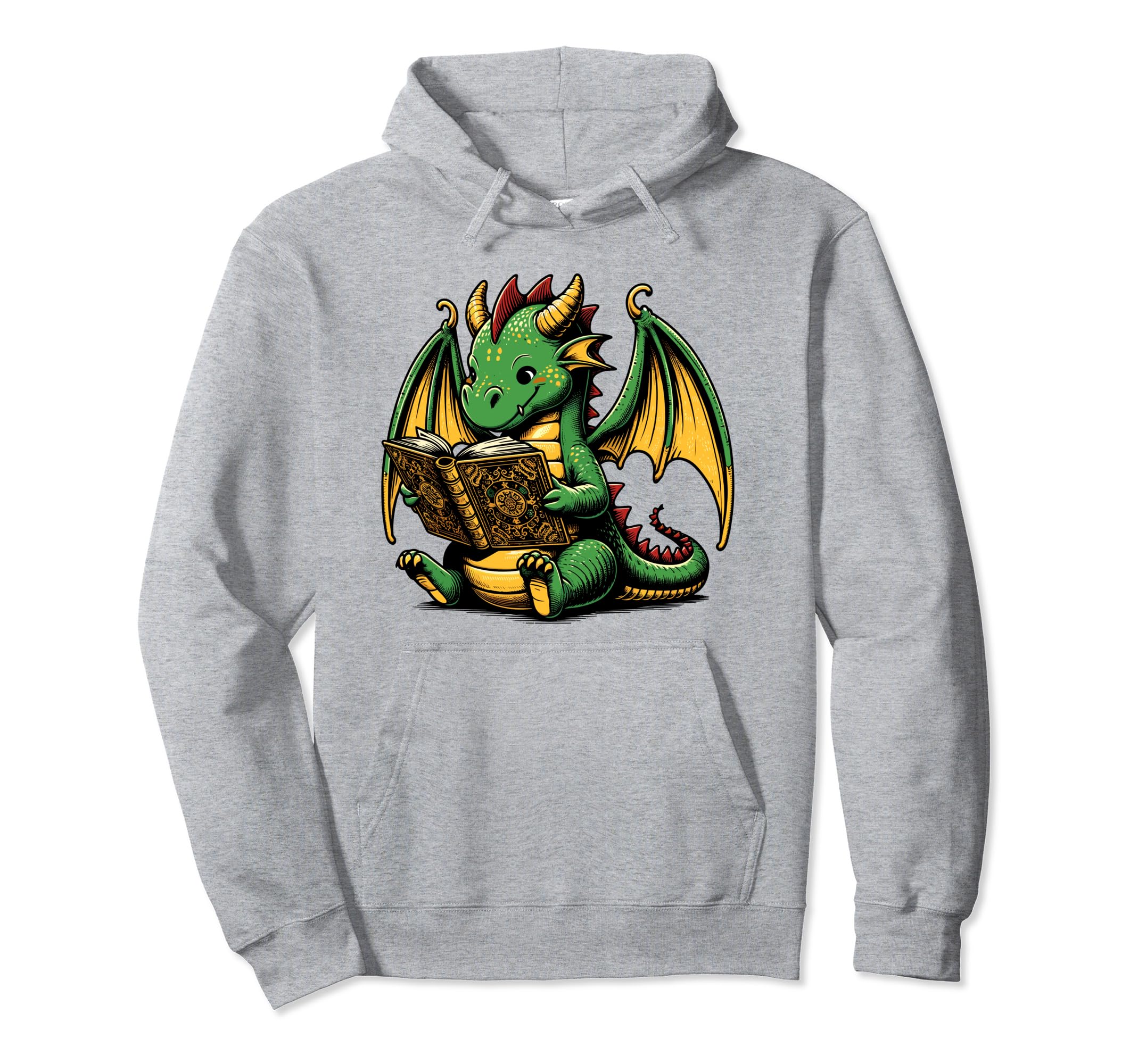 Dragon Reading Book Bookworm Books Hoodie - Fun Novelty Design for Adults - T-Shirt, Sweatshirt, Hoodie