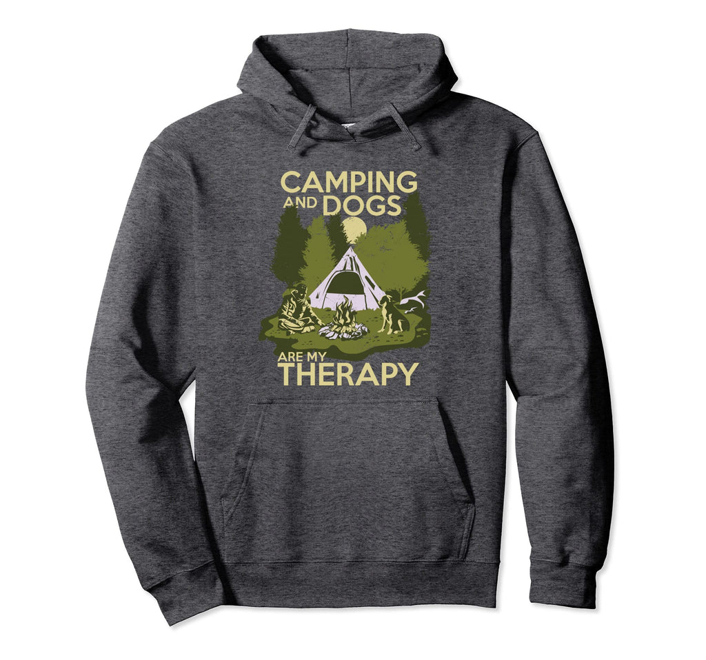 Camping And Dogs Are My Therapy Hoodie - Graphic Print for Adults - T-Shirt, Sweatshirt, Hoodie