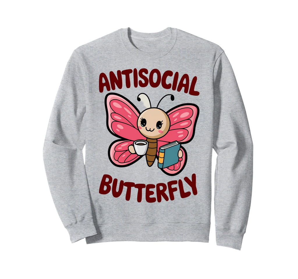 Groovy Anti Social Butterfly Sweatshirt - Minimalist Print for Adults - T-Shirt, Sweatshirt, Hoodie