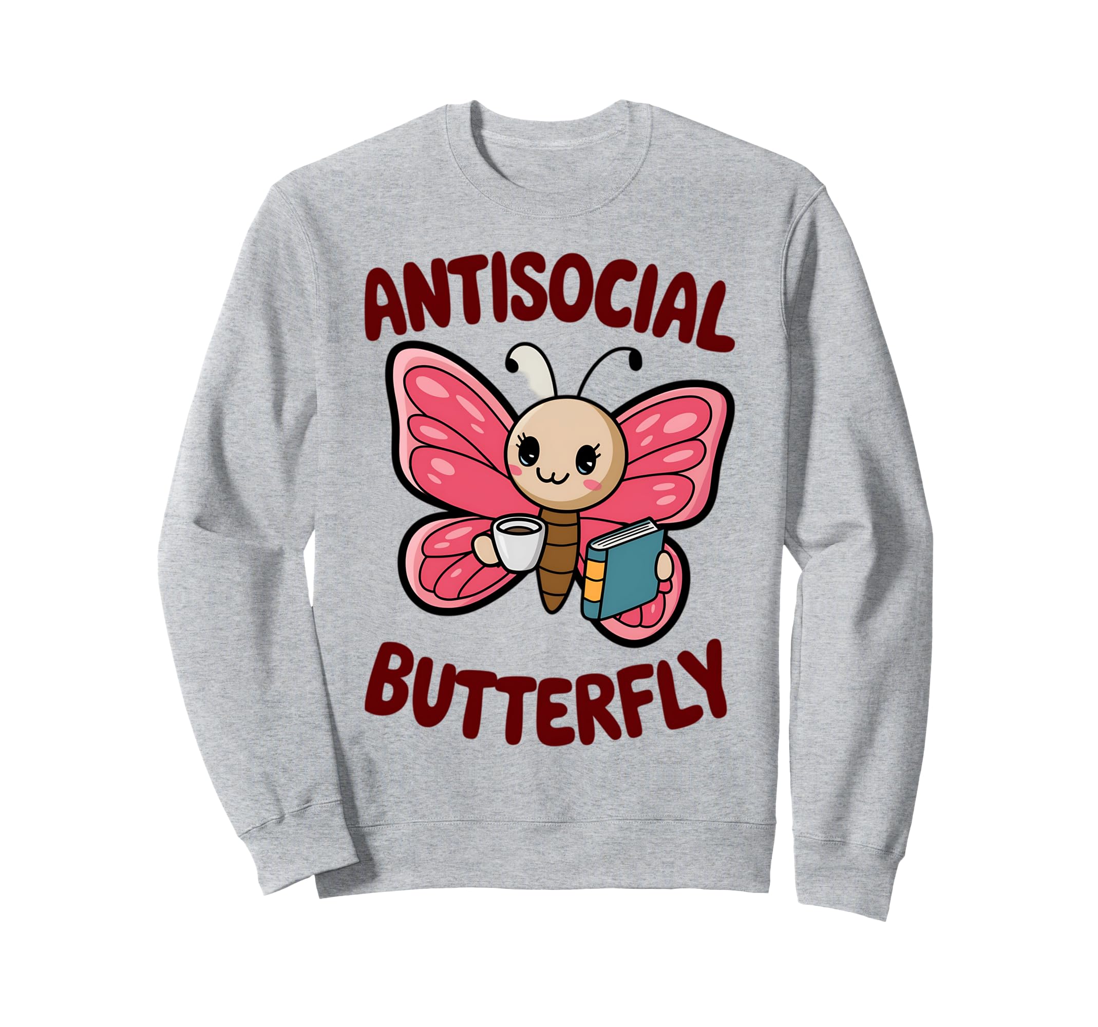 Groovy Anti Social Butterfly Sweatshirt - Minimalist Print for Adults - T-Shirt, Sweatshirt, Hoodie