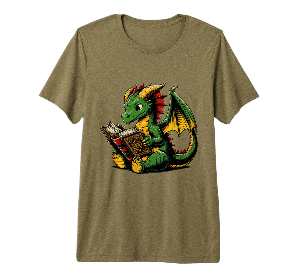 Dragon Reading Book Bookworm Books T-Shirt - Minimalist Print for Adults - T-Shirt, Sweatshirt, Hoodie