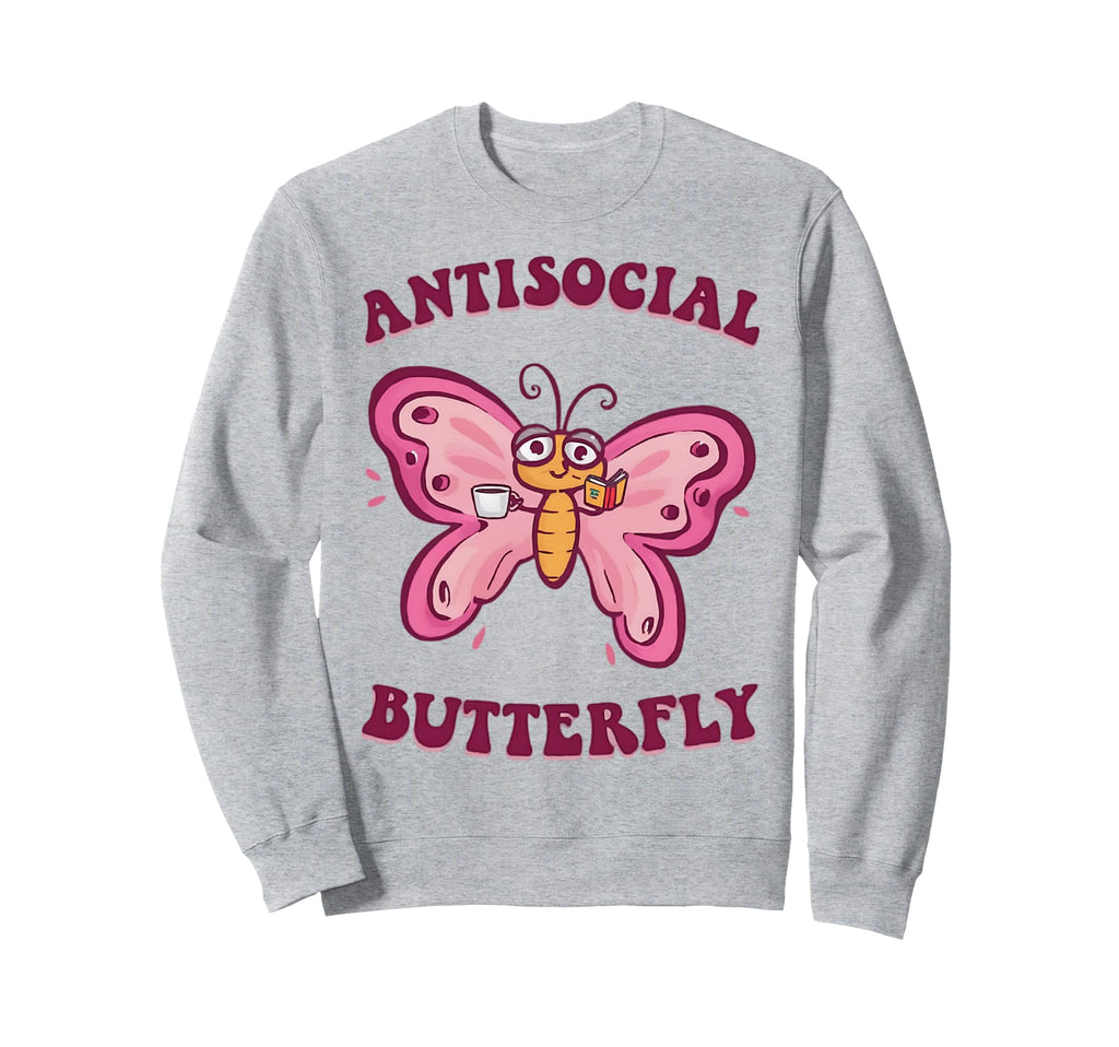 Groovy Anti Social Butterfly Ironic Sweatshirt - Unique Graphic for Adults - T-Shirt, Sweatshirt, Hoodie