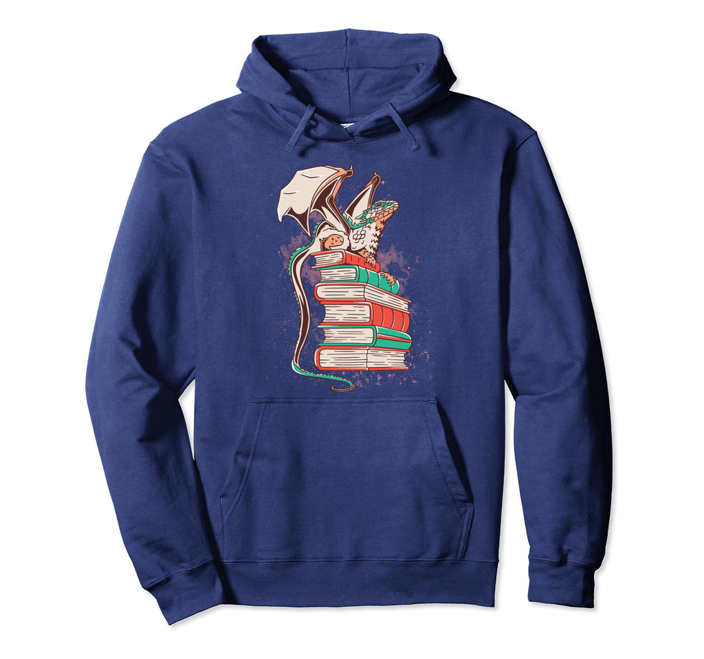 Dragon And Books Hoodie - Streetwear Style Unisex - T-Shirt, Sweatshirt, Hoodie