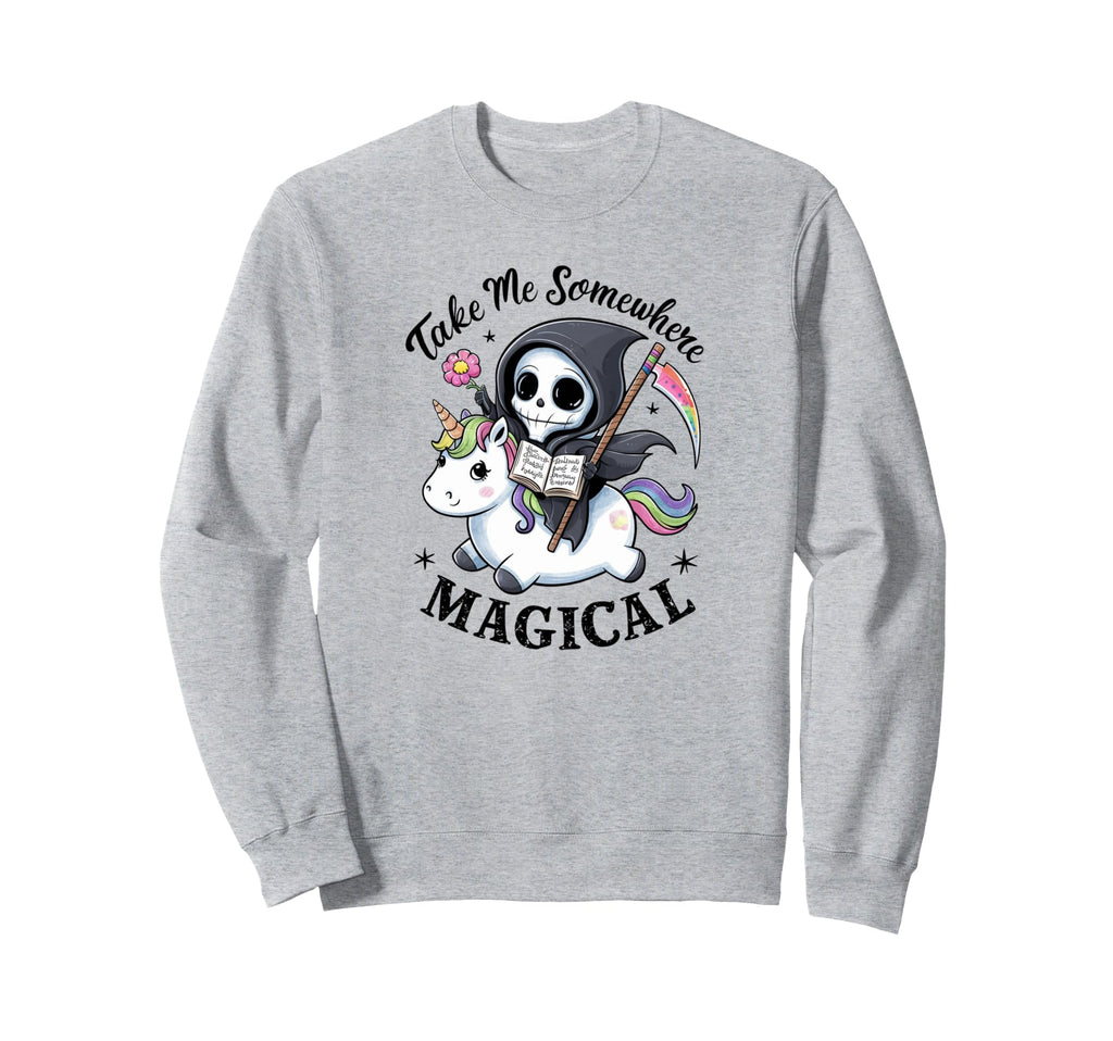 Magical Bookworm Grim Reaper Sweatshirt - Aesthetic Graphic Men Women - T-Shirt, Sweatshirt, Hoodie