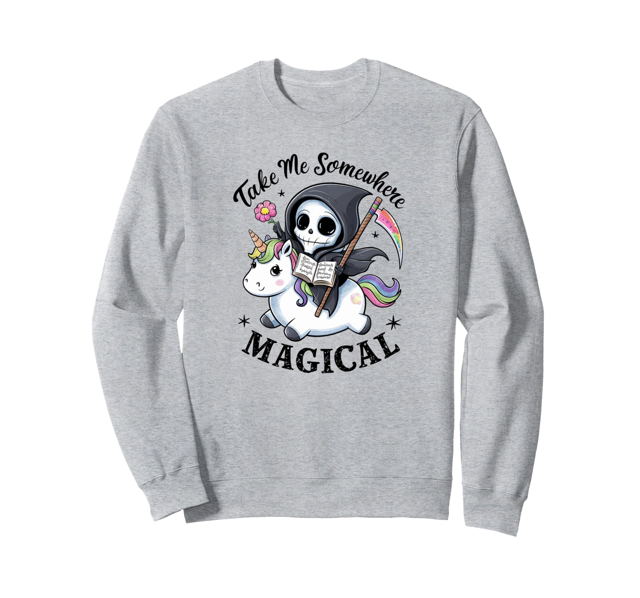 Magical Bookworm Grim Reaper Sweatshirt - Aesthetic Graphic Men Women - T-Shirt, Sweatshirt, Hoodie