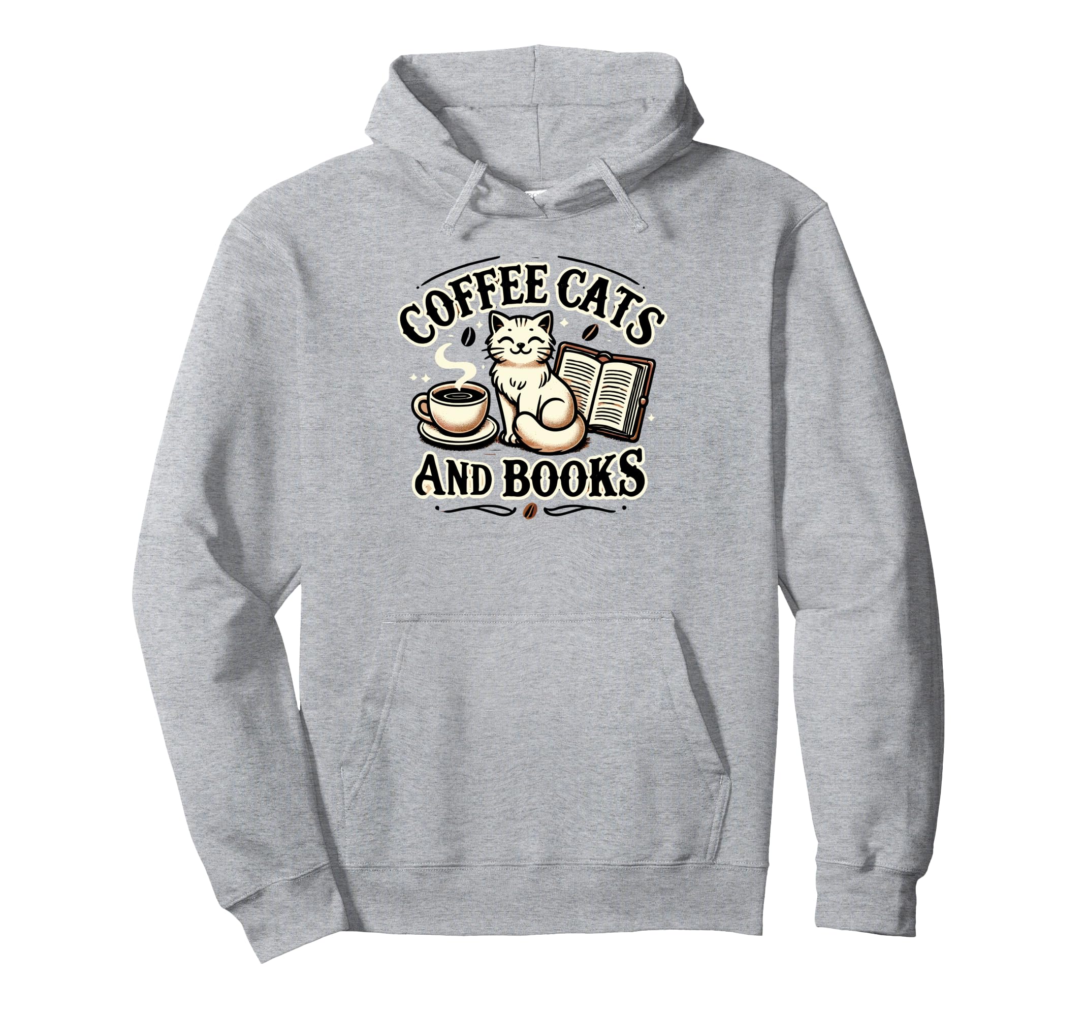 Coffee Cats And Book Reader Book Lovers Hoodie - Graphic Print Unisex - T-Shirt, Sweatshirt, Hoodie