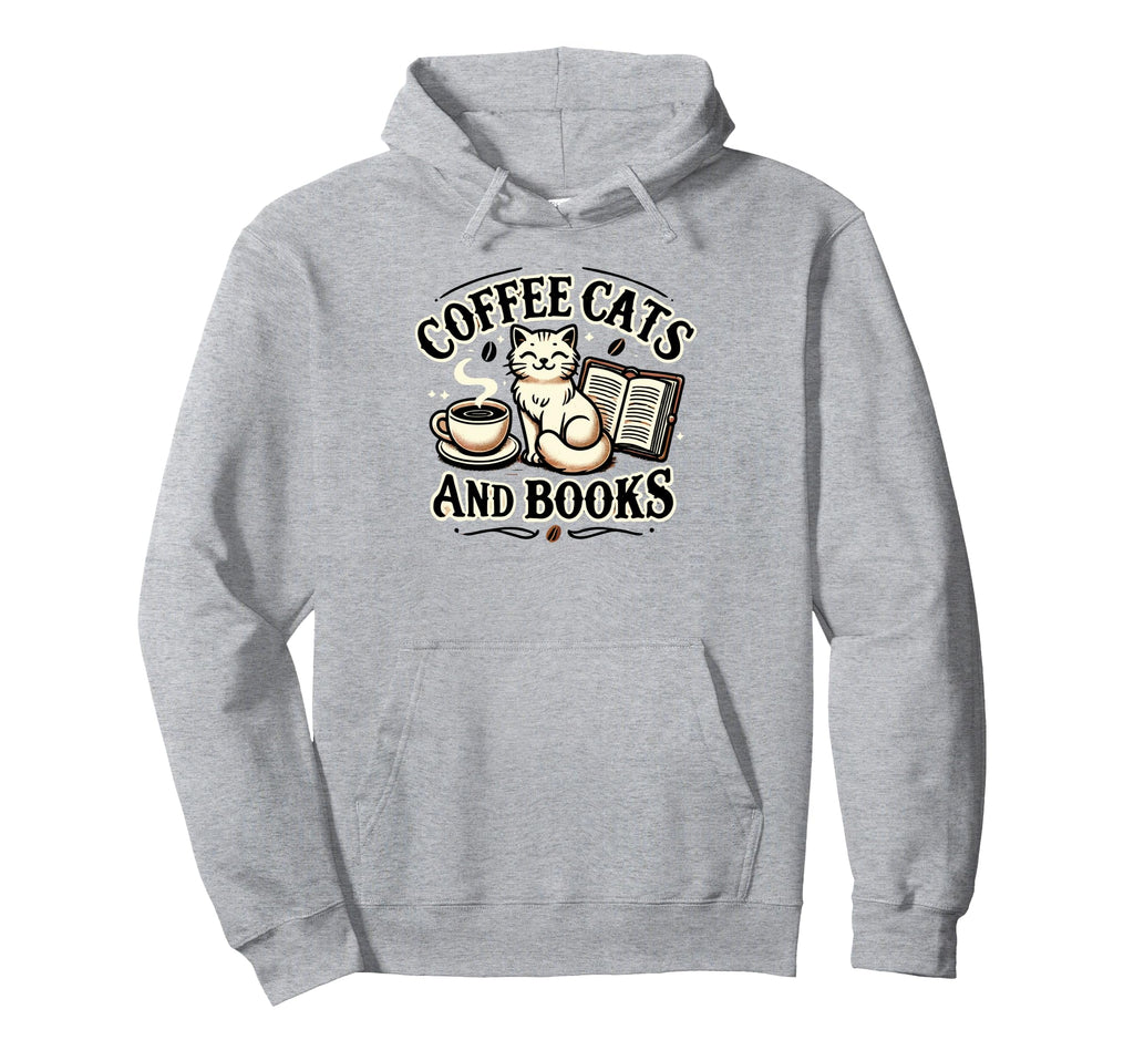 Coffee Cats And Book Reader Book Lovers Hoodie - Novelty Apparel Men Women - T-Shirt, Sweatshirt, Hoodie