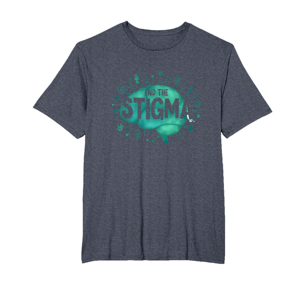 End Stigma Mental Health Awareness Brain T-Shirt - Custom Art Print Unisex - T-Shirt, Sweatshirt, Hoodie