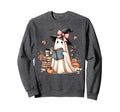 Bookish Coquette Bow Ghost Reading Sweatshirt - Unique Graphic for Adults - T-Shirt, Sweatshirt, Hoodie