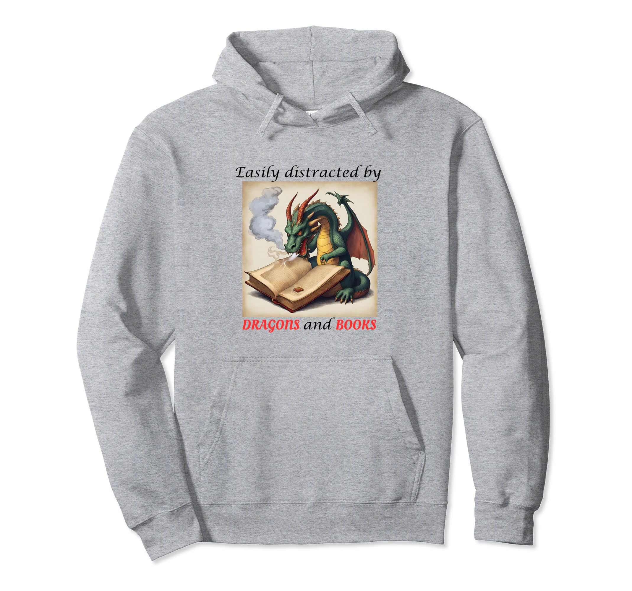 Easily Distracted Dragons And Books Black Hoodie - Graphic Print Men Women - T-Shirt, Sweatshirt, Hoodie