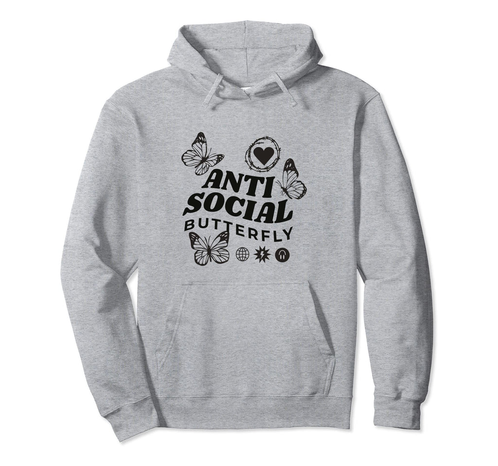 Anti Socials Butterfly Introverted Hoodie - Novelty Apparel Unisex - T-Shirt, Sweatshirt, Hoodie