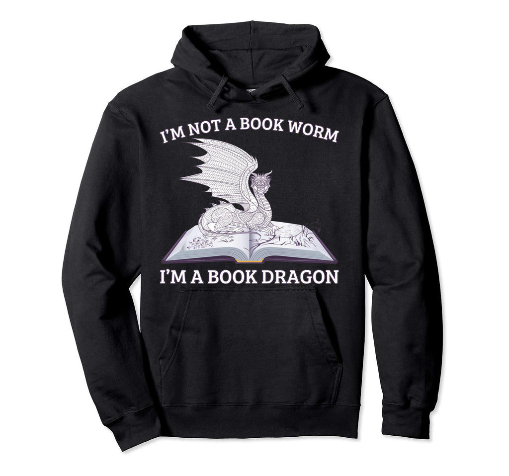 Book Dragon Funny Reading Enthusiast Hoodie - Custom Art Print Men Women - T-Shirt, Sweatshirt, Hoodie