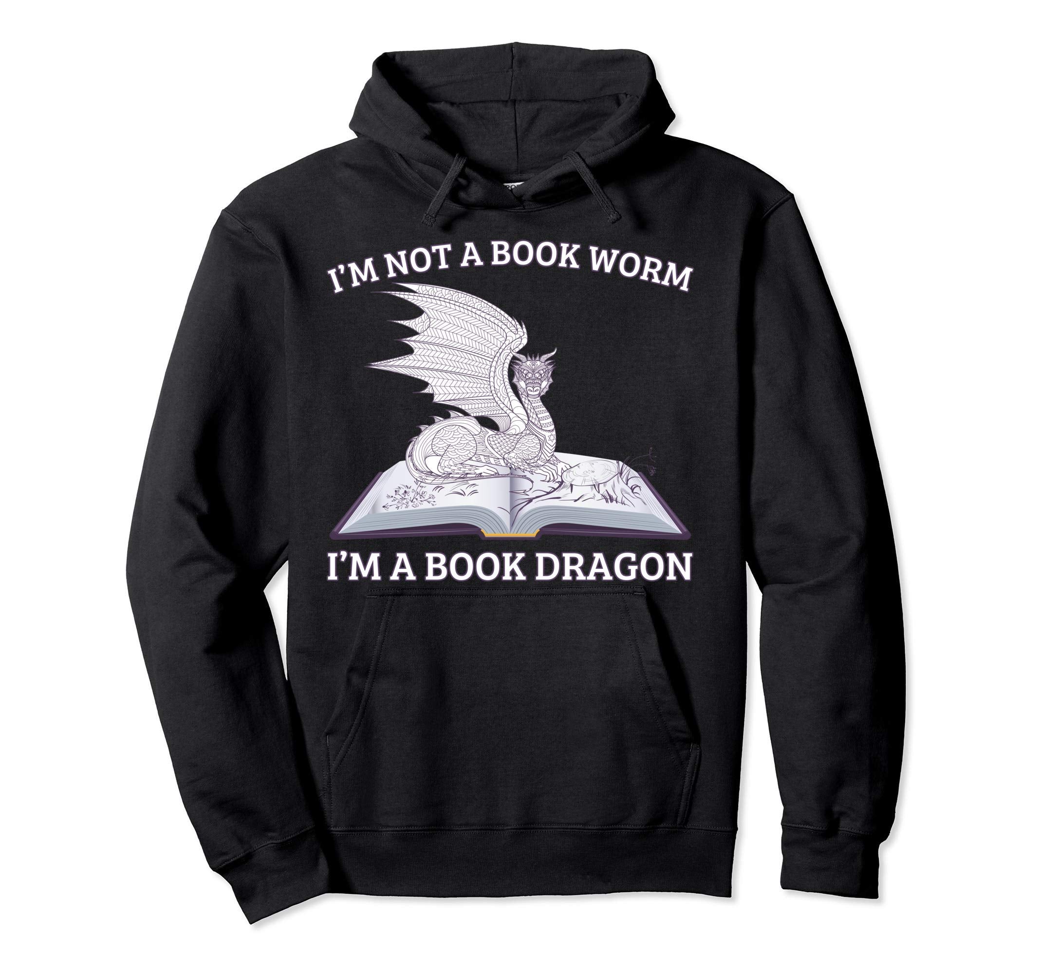 Book Dragon Funny Reading Enthusiast Hoodie - Custom Art Print Men Women - T-Shirt, Sweatshirt, Hoodie