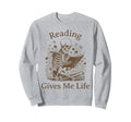 Bookish Skeleton Reading Book Nerd Sweatshirt - Trendy Graphic Men Women - T-Shirt, Sweatshirt, Hoodie