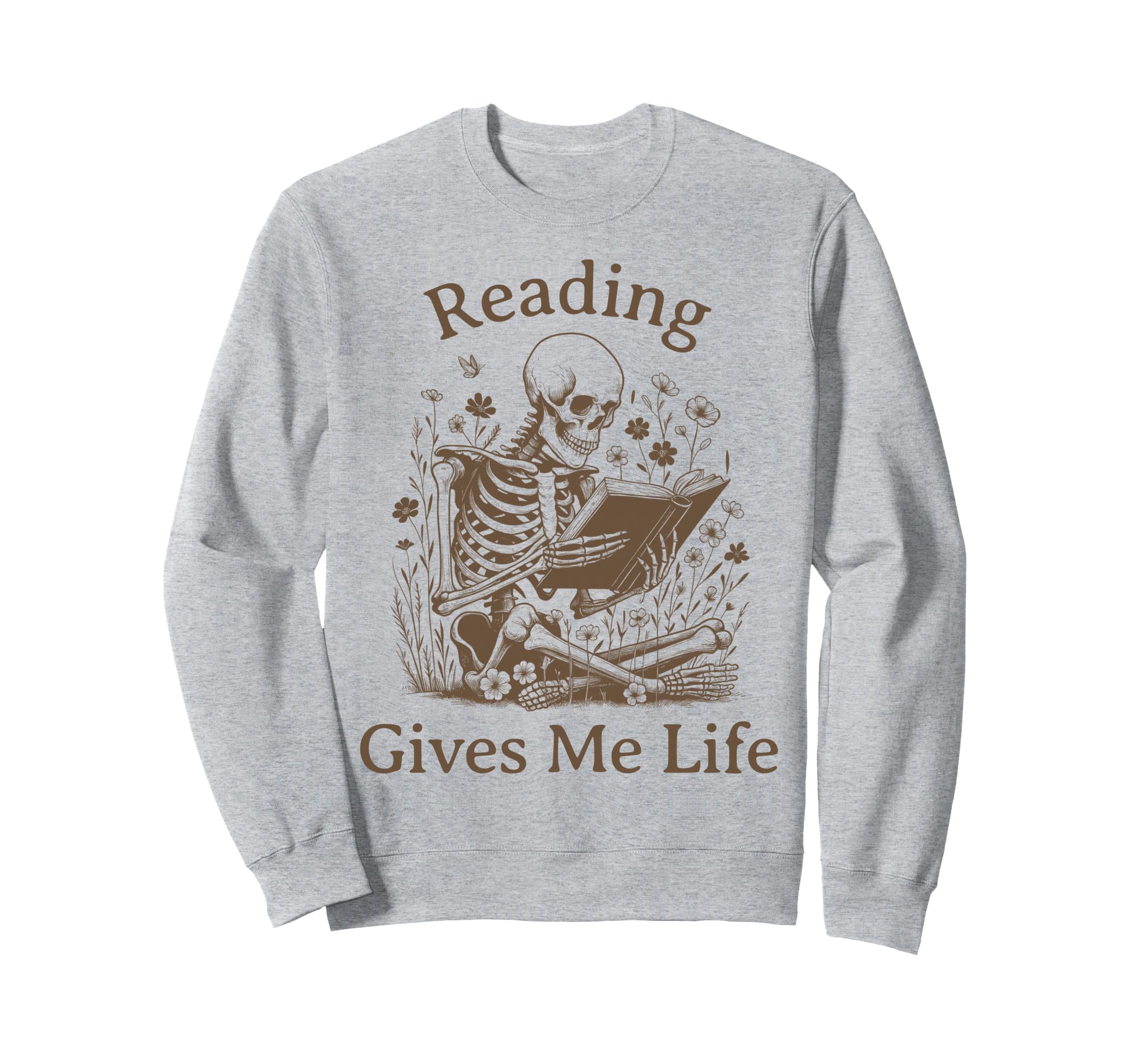 Bookish Skeleton Reading Book Nerd Sweatshirt - Trendy Graphic Men Women - T-Shirt, Sweatshirt, Hoodie
