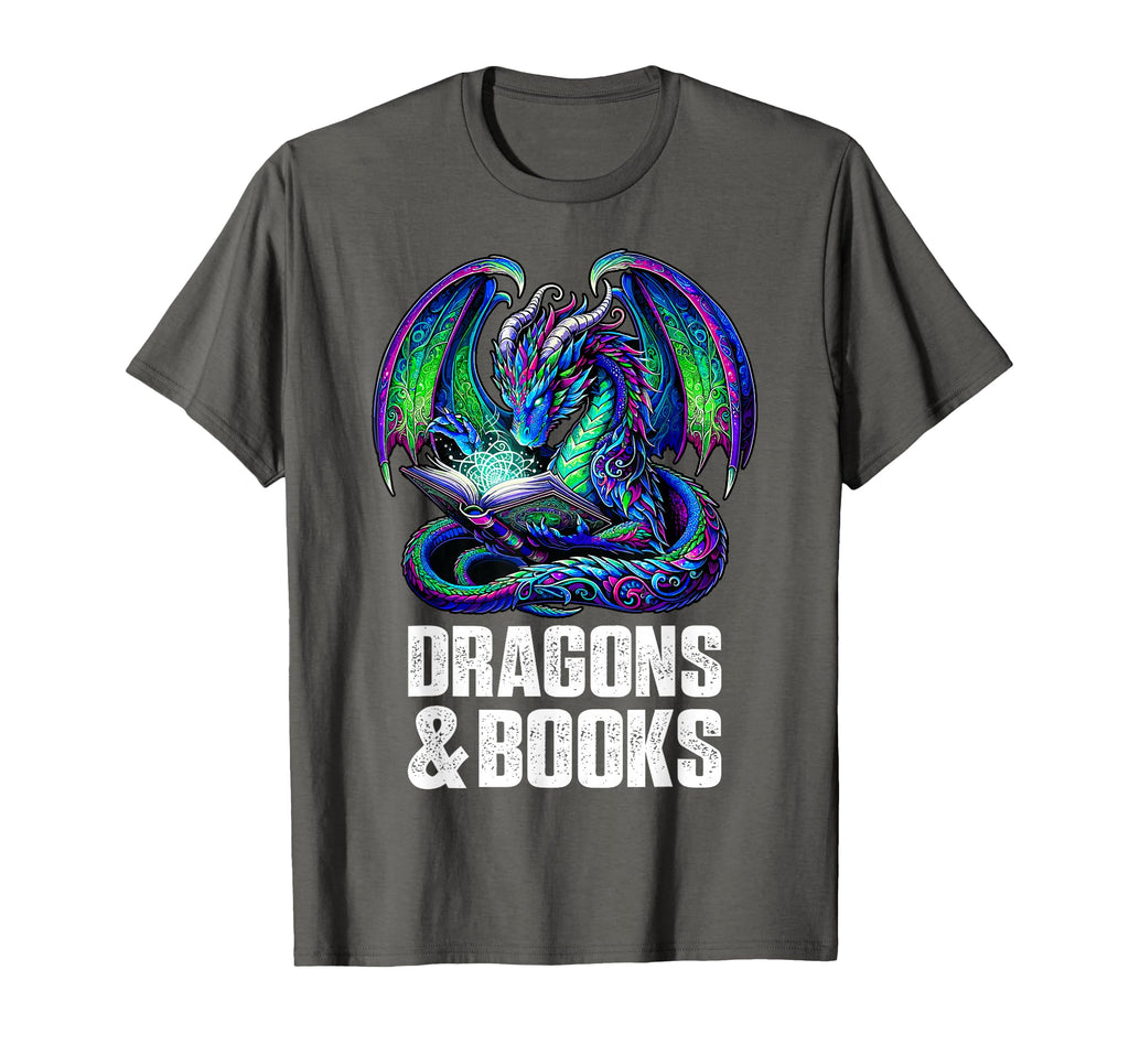 Book Dragons And Books Reading Lover T-Shirt - Custom Art Print Unisex - T-Shirt, Sweatshirt, Hoodie