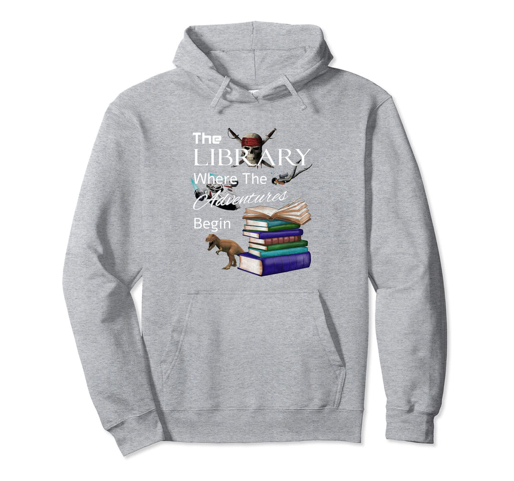 Library Books Where Adventure Begins Hoodie - Novelty Apparel for Adults - T-Shirt, Sweatshirt, Hoodie