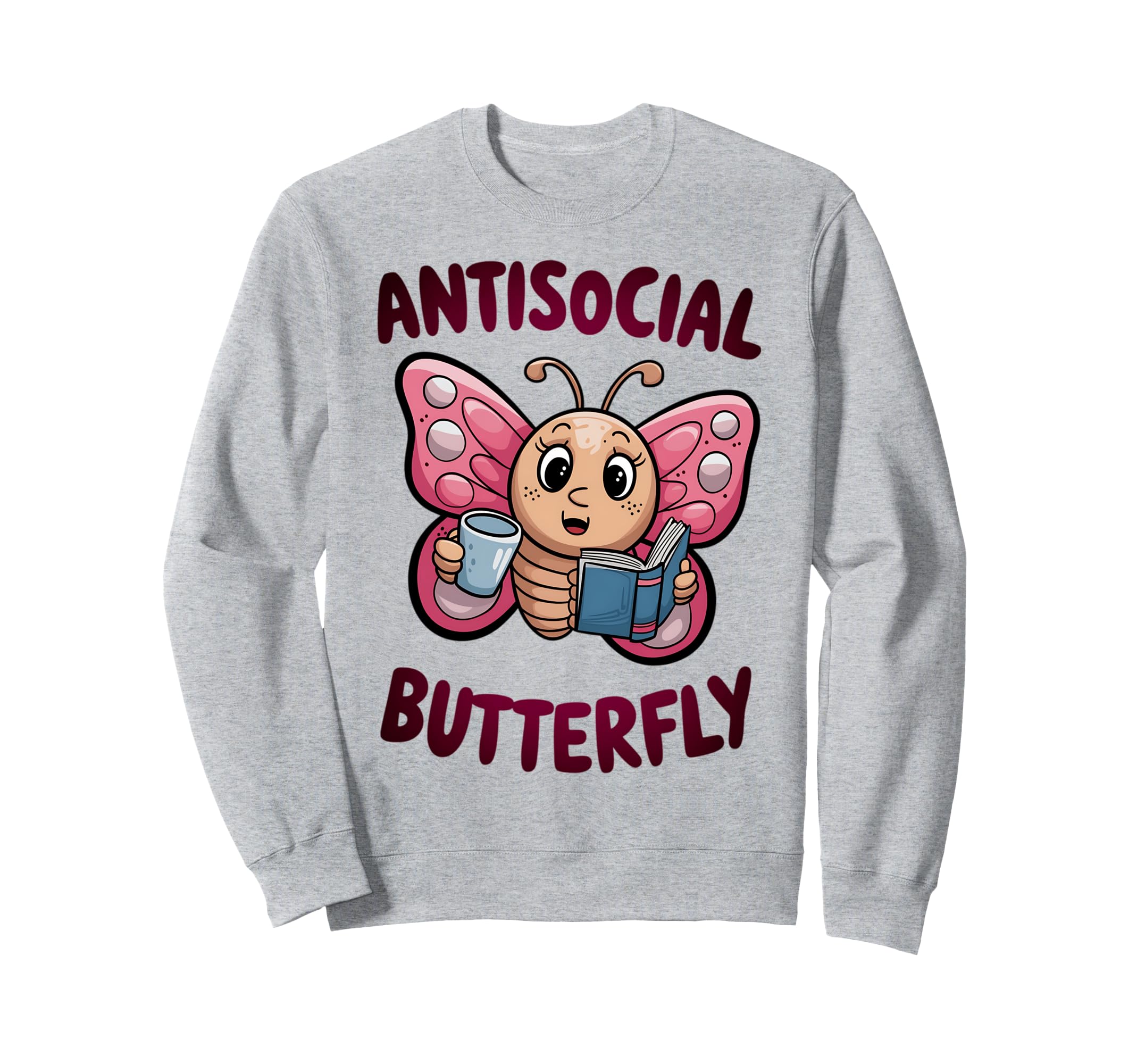 Groovy Anti Social Butterfly Sweatshirt - Casual Everyday Wear for Adults - T-Shirt, Sweatshirt, Hoodie
