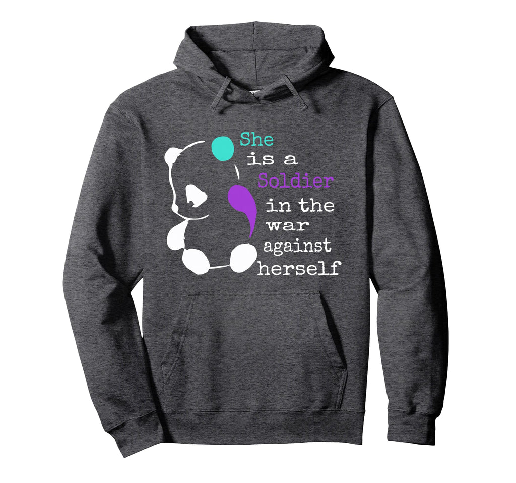 She Is Soldier Semicolon Gift Hoodie - Fun Novelty Design for Adults - T-Shirt, Sweatshirt, Hoodie